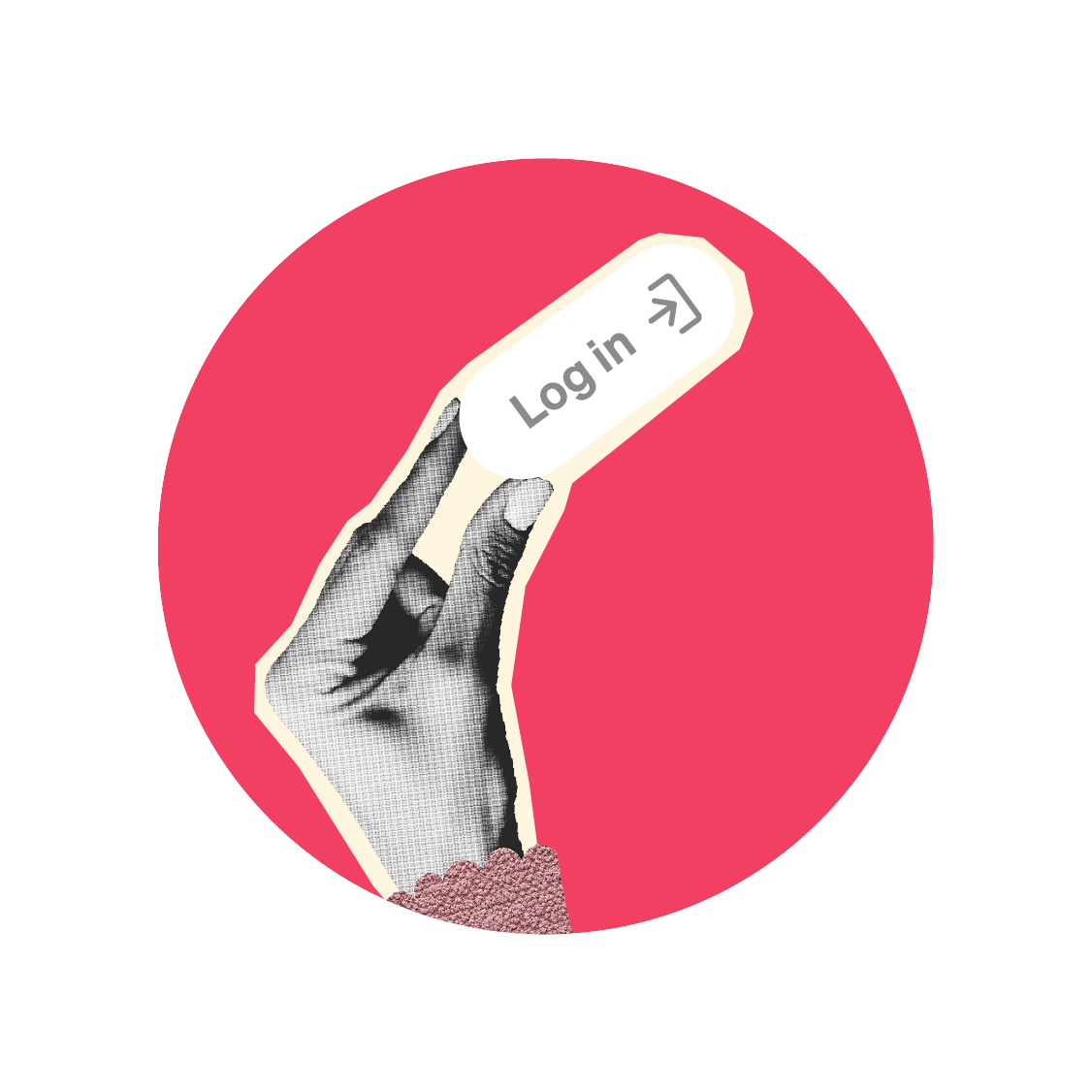 A hand holding an icon button